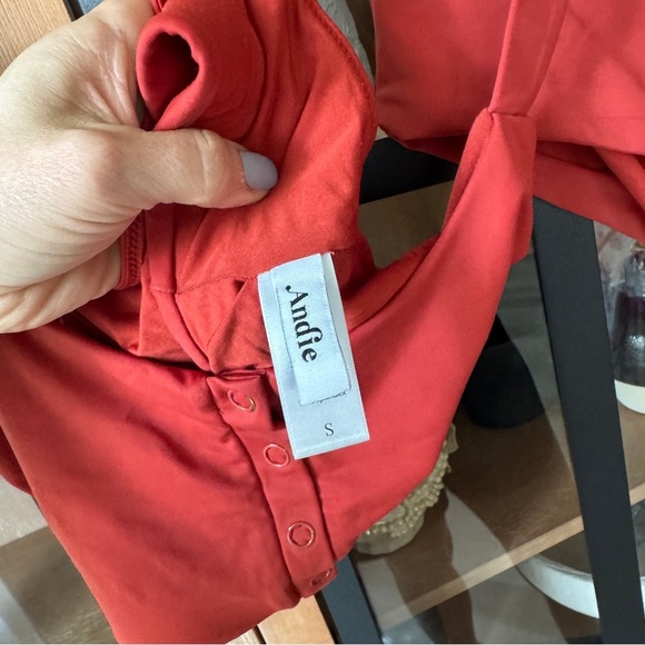 Andie Swim Bikini set The Snap scoop top high rise Bottom Eco Nylon Chili Pepper - Picture 6 of 13